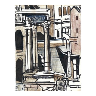 1950s Robert Angeloch Italian Mixed Media Painting For Sale