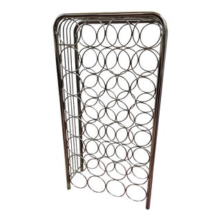 70s Mid Century Modern Chrome 32 Bottle Wine Rack For Sale