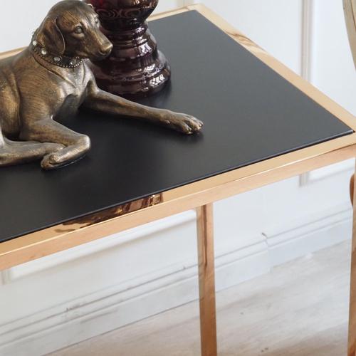 Narrow Console Table with Black Top and Rectangular Metal Frame For Sale - Image 3 of 12