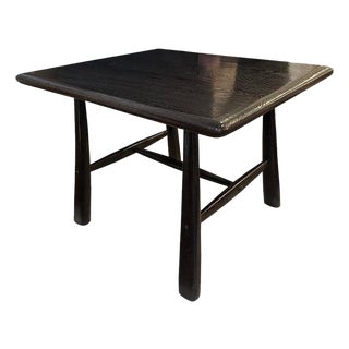 Andrianna Shamaris Mid Century Couture Espresso Stained Teak Wood Table For Sale