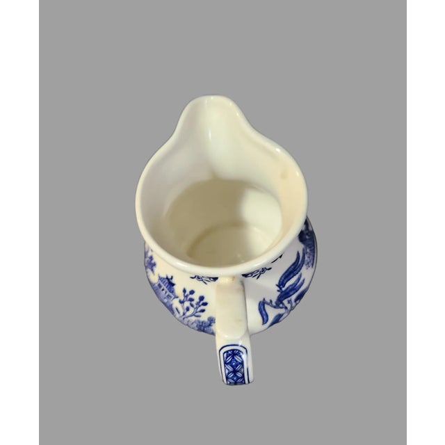 Early 20th Century Vintage Blue & White Willow Churchill Staffordshire England Ironstone Creamer For Sale - Image 5 of 6