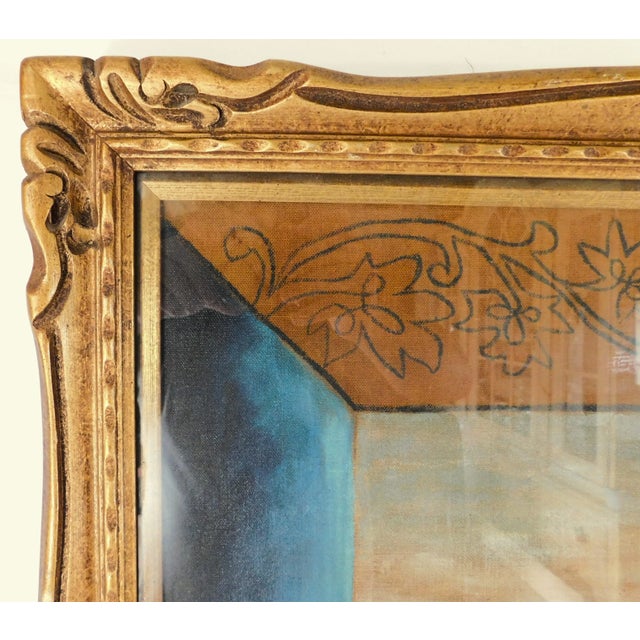 Gold Large Vintage Figural Woman Gold Carved Wood Framed Print Wall Art Hanging New York For Sale - Image 8 of 14