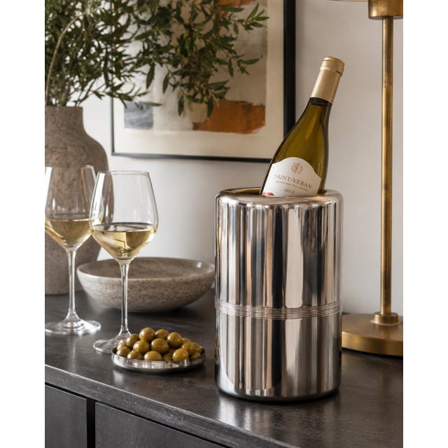 A stylish vintage French silver plate wine bottle chiller or cooler by Christofle, the legendary French silversmith...