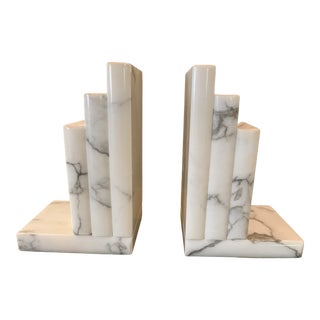 Vintage Alabaster/Marble Book-Shaped Bookends - a Pair For Sale