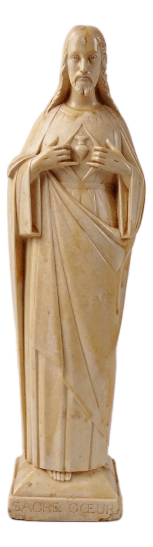 Art Deco Sacred Heart Jesus in Enameled Plaster after M. Angelli from Bacci, 1800s