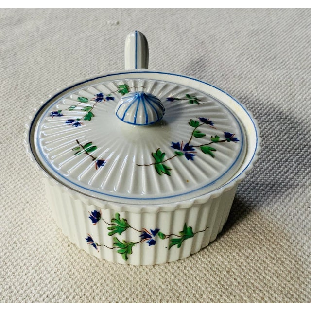 White 1930s French Art Deco Pot De Crème Set of 4 - Hand-Painted Porcelain With Lids, Diplomat's Estate For Sale - Image 8 of 18