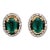 Emerald Stud Earrings w Natural Diamond Halo in Solid 14K Yellow Gold | OV 6x4mm For Sale