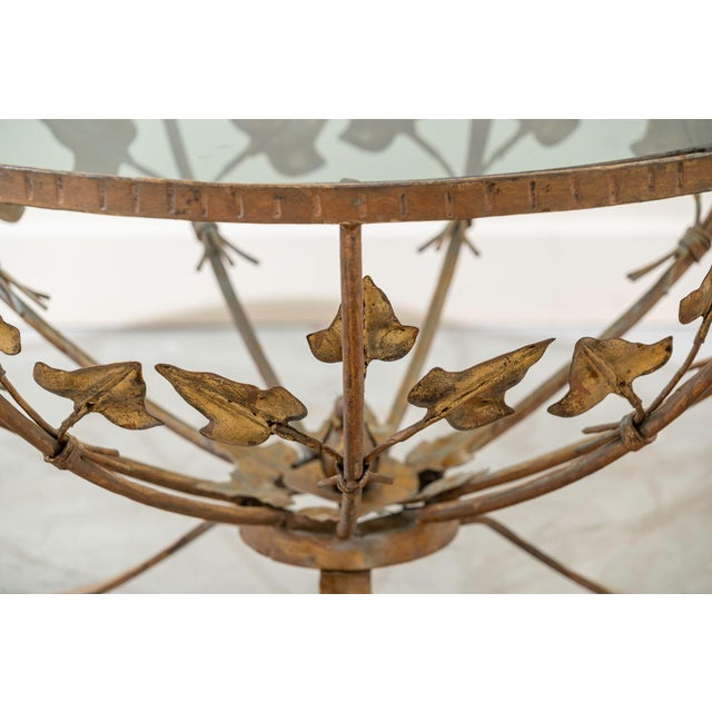 1950s Round Side or Coffee Table in Gilt Iron and Glass, Spain, 1950s For Sale - Image 5 of 8