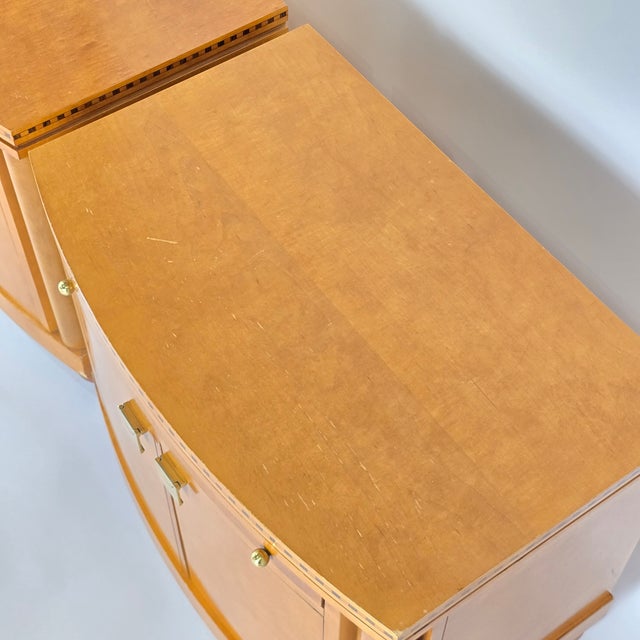 Art Deco 1980s Pair of Hickory White "Genesis Collection" Biedermeier Style Cabinet Nightstands For Sale - Image 3 of 12