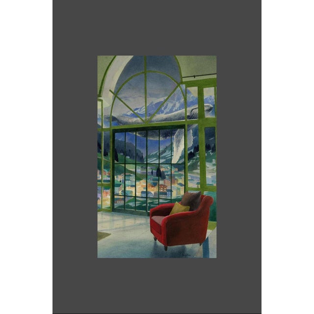 "Green Room and Whale" is an original water color painting created by the artist Yang Fan 杨帆. Size: 70*93 cm; 27.56 by...
