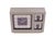 Beautiful Weather station housed in a rectangular brushed steel case with main clock dial mounted on a dark blue ground...