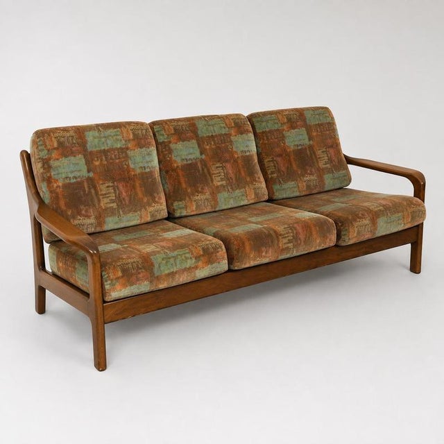 Vintage Three-Seater Sofa with Teak Frame, 1960s For Sale - Image 4 of 6