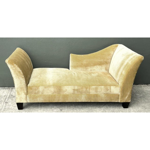Vintage Striped Kelly Wearstler Velvet Chaise Lounge For Sale - Image 4 of 12