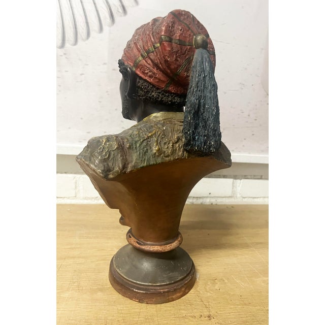 Antique 19 th century handmade Austrian blackamoor sculptural bust. This unique sculpture is crafted complately by hand...