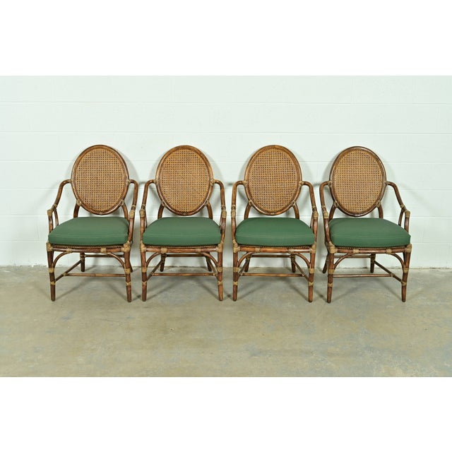 Mid-Century Modern McGuire Hollywood Regency Organic Modern Bamboo and Cane Armchairs, Set of Four For Sale - Image 3 of 16