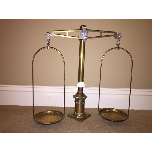 19th Century Antique Brass Balance Scale With Two Brass Pans Chairish