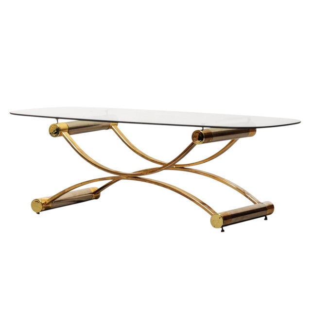 Metal A Stunning Italian Vintage MCM Coffee Table Blends M-C Structural Innovation With Hollywood Regency Glamour. For Sale - Image 7 of 11