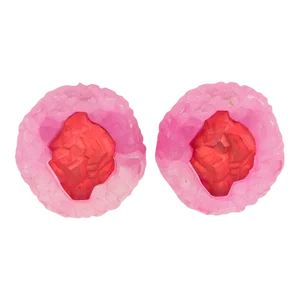 Oversized Pink and Red Rock Lucite Pair of Clip Earrings