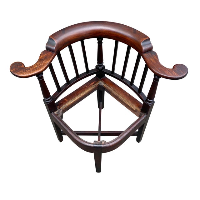 Mid 18th Century 18th Century Antique Queen Anne Boston Mahogany Corner Chair / Roundabout Chair For Sale - Image 5 of 8