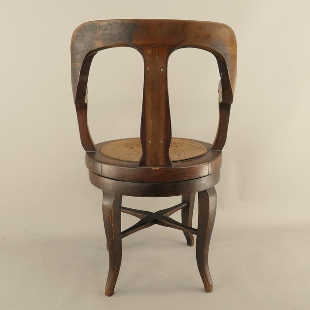 Early 20th Century Walnut Swivel Barber Chair, Austria For Sale - Image 9 of 13