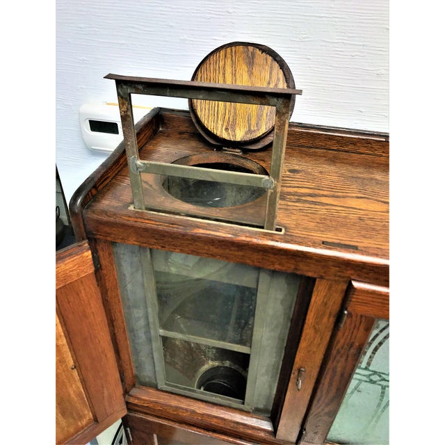 Antique Oak Hoosier With Original Makers Tag, Glass Doors and