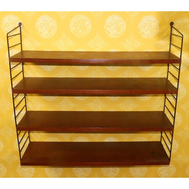 Black Swedish String Shelving Unit with Teak Shelves by Nisse Strinning for String, 1960s For Sale - Image 8 of 18