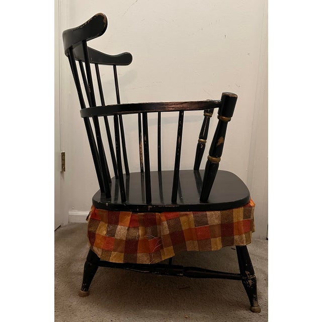 Traditional Mid-Century Rousseau Bros. "Black & Gold" Windsor Armchair For Sale - Image 3 of 12