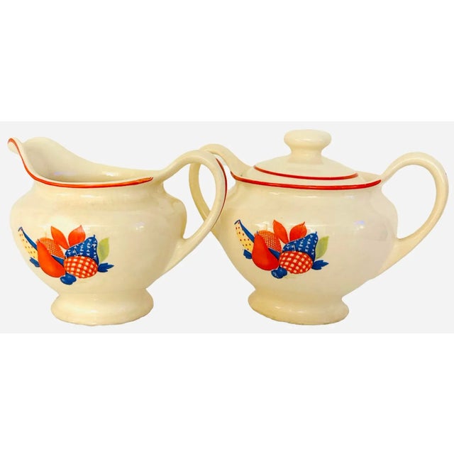 Ceramic 1940's Universal Cambridge Potteries Calico Fruit Tea Set - 3 Piece Set For Sale - Image 7 of 10