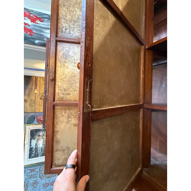 Oversized Teak Wood Wall Cabinet, Two Piece For Sale - Image 11 of 12