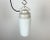 1970s Industrial White Porcelain Pendant Light with Milk Glass, 1970s For Sale - Image 5 of 13