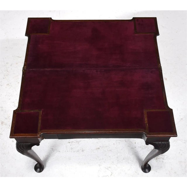 Chippendale George Ii 18th Century Mahogany Irish Chippendale Game Table Flip Top Felt Top For Sale - Image 3 of 13