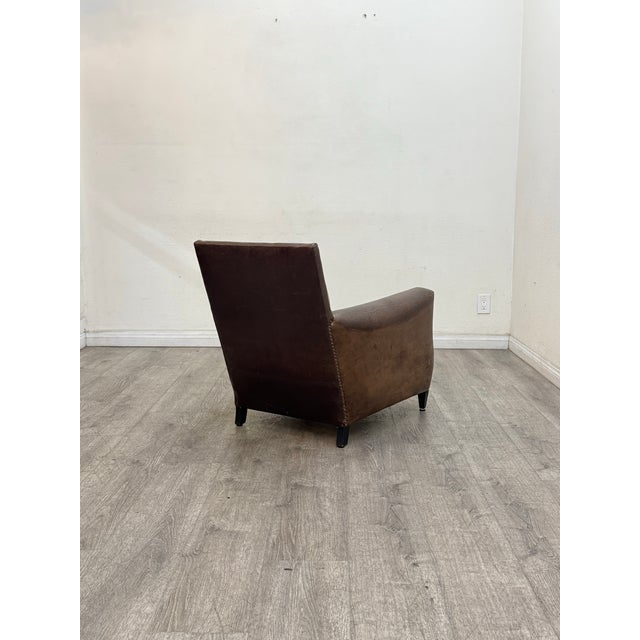 Pair of Restoration Hardware Leather Chairs For Sale - Image 9 of 10