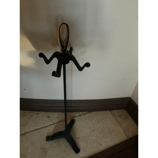 Mid 20th Century 20th Century MCM Black & Brass Petite Fireplace Tool Set For Sale - Image 5 of 7