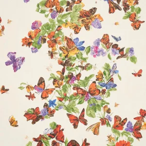 Schumacher Pyne Butterfly Wallpaper in Monarch Orange