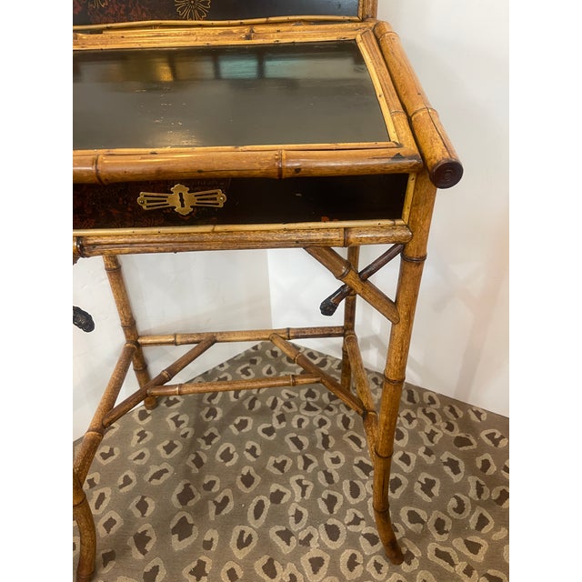 French Bamboo & Lacquer Desk, 1880-1910 For Sale - Image 11 of 17