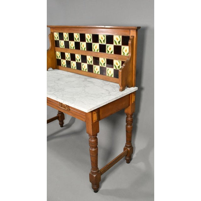Edwardian Washstand in Marble and Birch, 1890s For Sale - Image 13 of 18