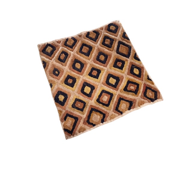 Vintage African Tribal Kuba Kasai Velvet Raffia Textile 24" by 23" For Sale - Image 4 of 7