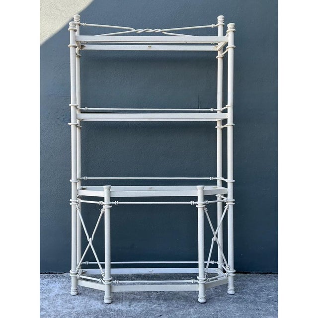 Vintage Painted Metal Display Shelf For Sale - Image 4 of 12