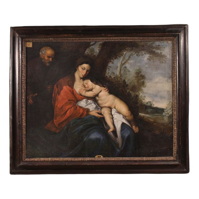 Flemish Artist, Rest on the Flight Into Egypt, 1660, Oil on Canvas For Sale