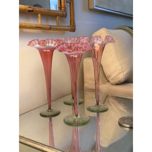 Glass Victorian Glass Trumpet Vases, Set of 4 For Sale - Image 7 of 7