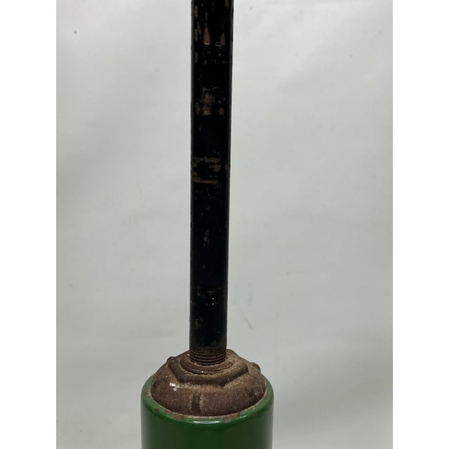 Vintage Industrial Green Porcelain Enamel Light Fixture For Sale - Image 4 of 9