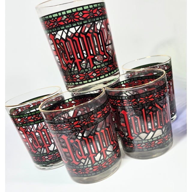 Vintage Houze Happy Holidays Double Old Fashioned Glasses- Set of Six For Sale - Image 4 of 13