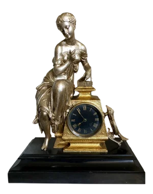 Antique French Figural Mantel Clock With Pandora