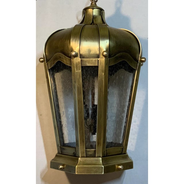 1990s 1990s Hand Crafted Solid Brass Hanging Lantern For Sale - Image 5 of 12