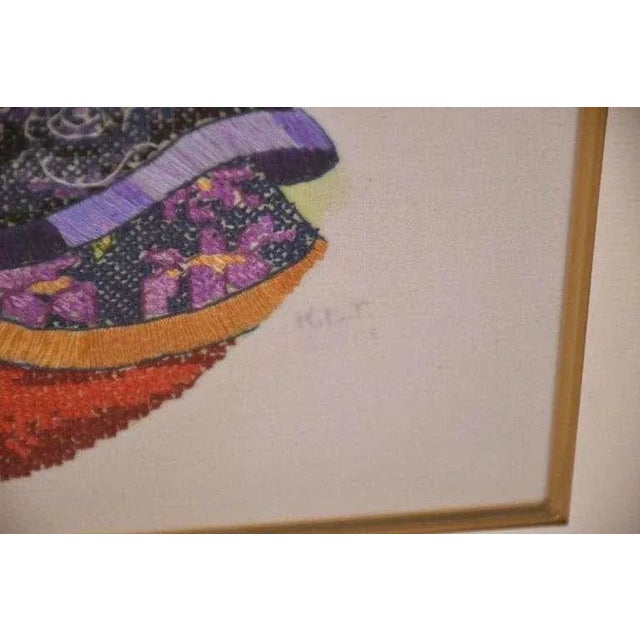 1950s 1950s Framed Asian Style Embroidered Artwork For Sale - Image 5 of 7