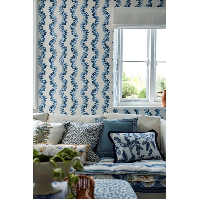 Traditional Sanderson Oxbow Wallpaper in Indigo - a Sample For Sale - Image 3 of 3