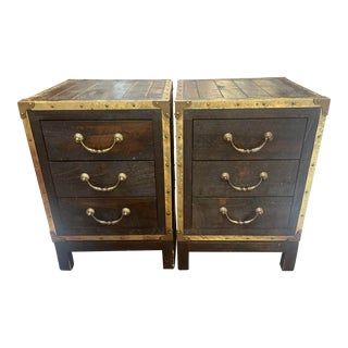 Nautical Wood Chests With Trimmed Brass-A Pair For Sale