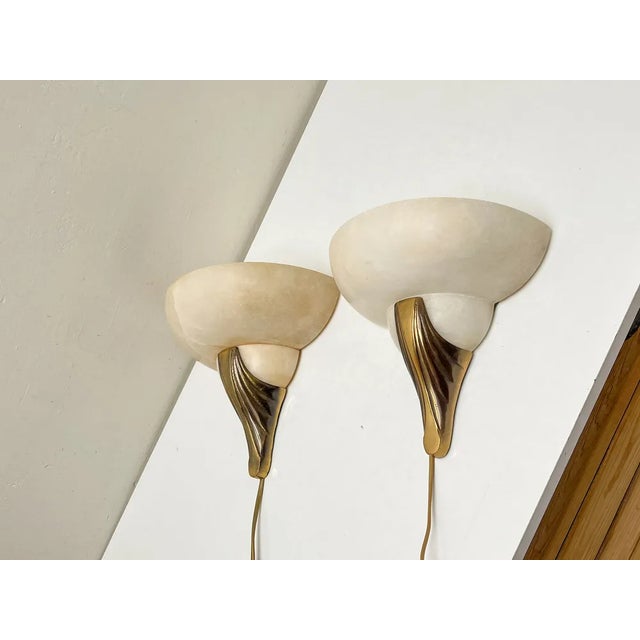 Half Moon Alabaster Wall Lamps from Mariner Spain, 1970s, Set of 2 For Sale - Image 6 of 7