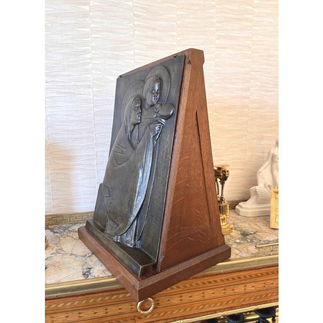 Georges Mathey, Large Bas Relief, 1912, Bronze & Oak For Sale - Image 14 of 15