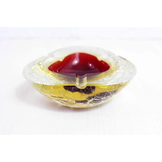 Craquele Murano Glass Ashtray For Sale - Image 3 of 10